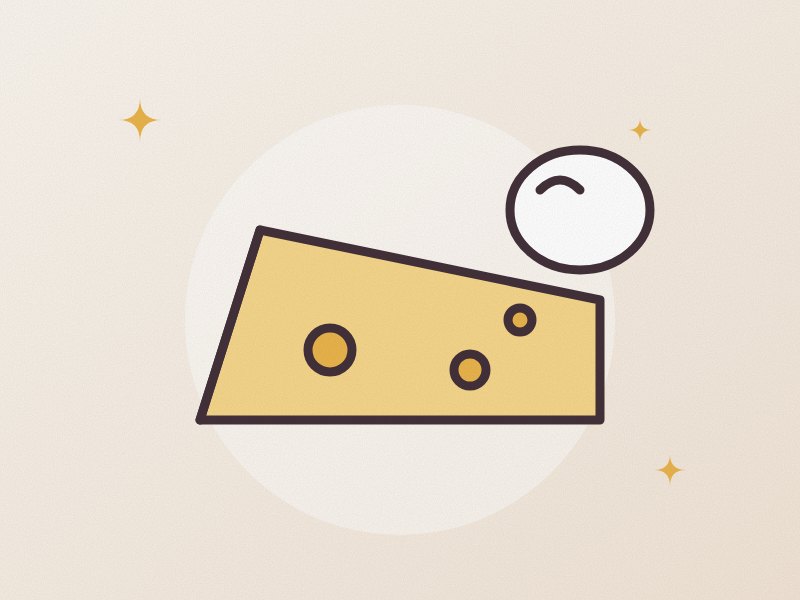 Illustration: a wedge of cheese and a ball of fresh mozzarella