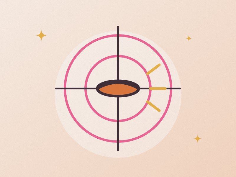 Illustration: a clay target flying through a target sight