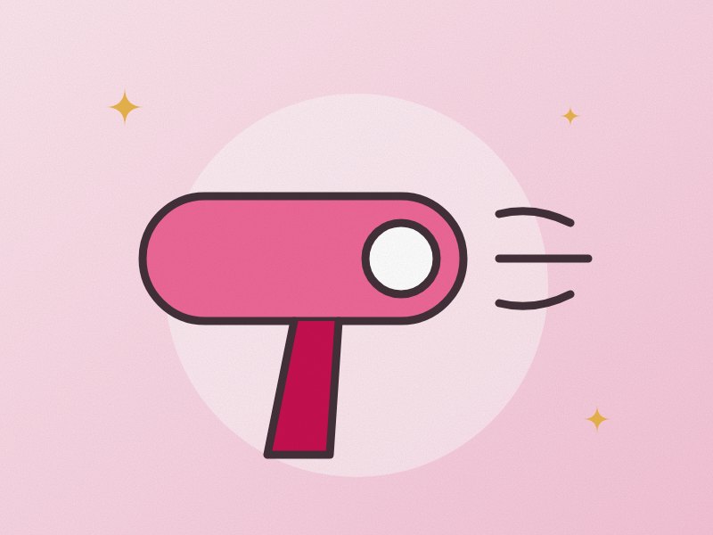 Illustration: a hairdryer blowing
