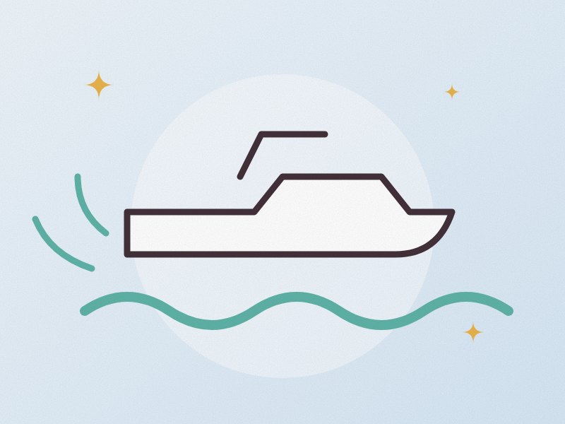 Illustration: a jet boat speeding across the water