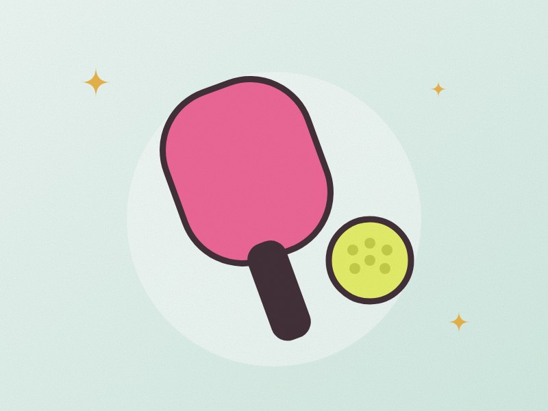 Illustration: a pickleball paddle and ball
