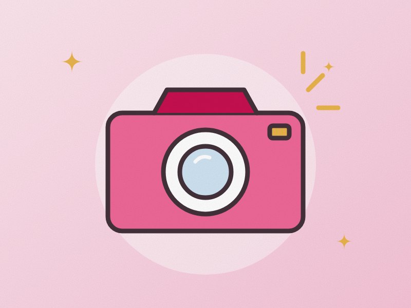 Illustration: a pink camera mid-flash