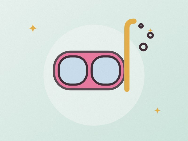 Illustration: a snorkel mask and snorkel