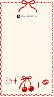 Red invitation template with a bow and cherries