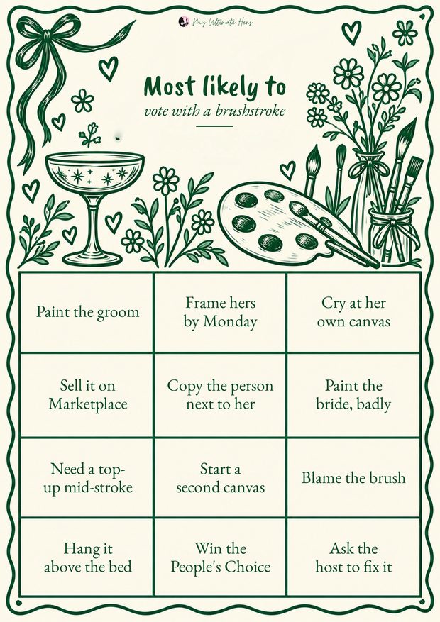 Most likely to game board in green garden line drawings