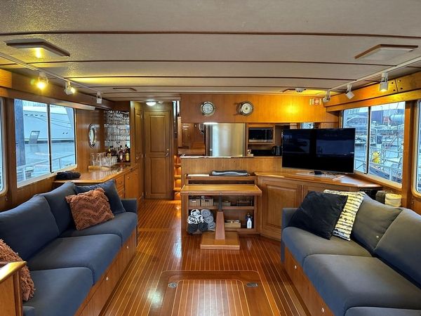 inside our luxury hens boat very fancy