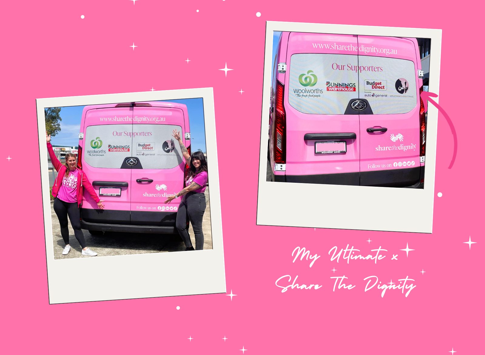 My Ultimate Hens and the pink Share the Dignity van