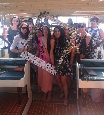 Christine's hens group on their high tea cruise in Melbourne